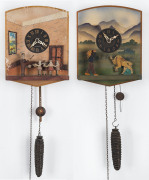 Two German novelty wall clocks with moving scenes, circa 1930s, ​20cm high