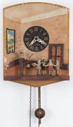 Two German novelty wall clocks with moving scenes, circa 1930s, ​20cm high - 2