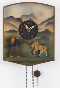 Two German novelty wall clocks with moving scenes, circa 1930s, ​20cm high - 3