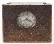 GLEDHILL BROOK Time Recorder clock in oak case with makers plaque, circa 1920, ​case 21cm high, 30cm wide, 25cm deep
