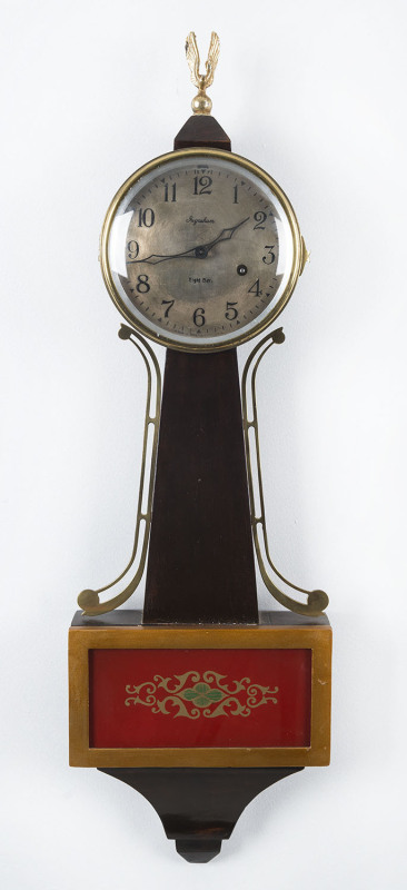 INGRAHAM Banjo hanging clock with 8 day movement, circa 1900, ​67cm high