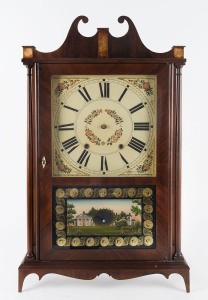 TERRY & SONS "Pillar and Scroll" 30 hour time and strike wooden movement shelf clock, circa 1835, ​79cm high