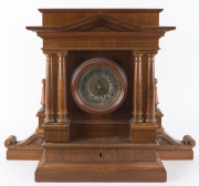 POLYPHON Musical clock in architectural timber case, with 6 discs, circa 1900, ​Junghans movement with Regina player. 56cm high - 2