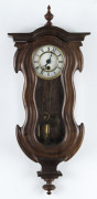 German antique wall clock, timepiece only in timber case, 19th century, 48cm high