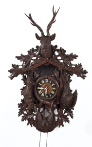 BLACK FOREST cuckoo clock with hunting motif, 19th century, ​110cm high