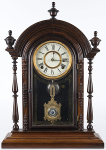 E.N. WELCH "Parepa V.P." 8 day time and strike shelf clock with tablet pendulum, original glass, paper dial and rosewood case, circa 1875, 56cm high