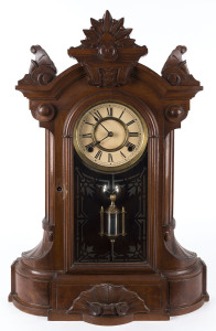 F. KROEBER American parlour clock with 8 day time and strike movement, circa 1876, 61cm high