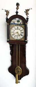 A Dutch Friesian Tail clock with painted dial surround, 19th century, 149cm high