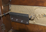 POLYPHON Musical clock in architectural timber case, with 6 discs, circa 1900, ​Junghans movement with Regina player. 56cm high - 5