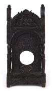 An English carved timber pocket watch stand in the Elizabethan style, 18th century, 22cm high