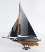 An Art Deco chrome and timber yacht, circa 1930s, 60cm high