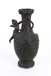 A French bronze mantel vase signed "MOREAU" with Barbedienne foundry mark, 19th century, 32cm high