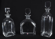 Three vintage Orrefors crystal decanters, Sweden, mid 20th century, the tallest 29cm high