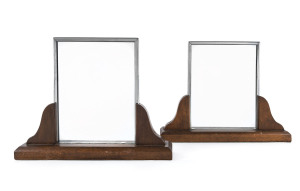 A pair of Art Deco table top picture frames, chrome and timber, circa 1920s, 29 37cm
