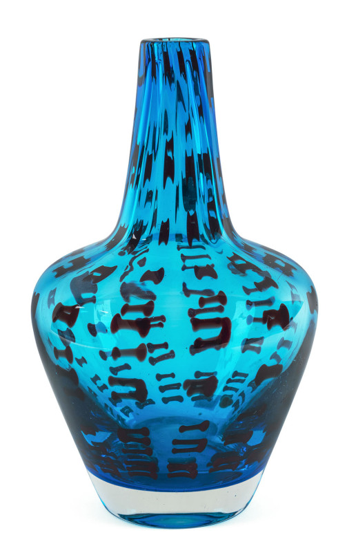 A Murano blue glass vase, Italy, circa 1960s, 25cm high