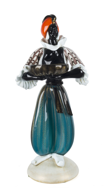 A Murano glass blackamoor figure with gold inclusions, circa 1930, 41cm high