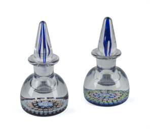 PERTHSHIRE CRIEFF pair of Scottish millefiori art glass perfume bottles, mid 20th century, 13.5cm high