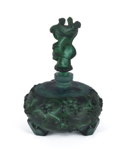 A Bohemian malachite glass perfume bottle, Czechoslovakia, circa 1920s 16cm high