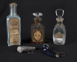 Five assorted antique perfume and scent bottles, 19th century, tallest 14cm high