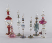 Eight Egyptian glass scent bottles, 20th century, the tallest 23cm high