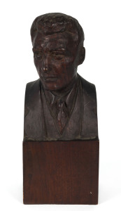 A.E. EISENBERG (U.S.A.) carved wooden bust, signed "A.E. Eisenberg", 31cm high