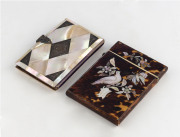 Two Victorian card cases, tortoiseshell, mother of pearl and silver, circa 1880, 10.5cm high