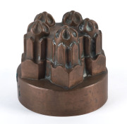 Victorian copper castle top jelly mould with original tin lining, 19th century 11cm high