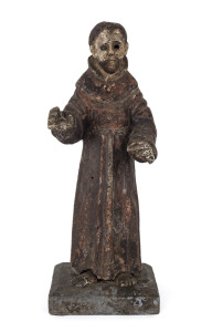 A polychrome painted wooden figure, 18th century, 28cm high
