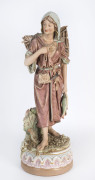 ROYAL DUX Austrian porcelain statue of a fishing woman, early 20th century, pink triangle mark, 62cm high