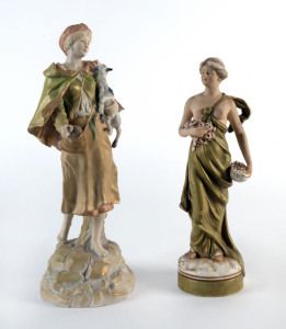 Two Austrian porcelain figurines, 20th century, the taller 33cm high