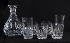 STUART CRYSTAL "White Star Line" commemorative karaf with four matching tumblers and two highball glasses, 23cm high