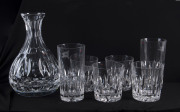 STUART CRYSTAL "White Star Line" commemorative karaf with four matching tumblers and two highball glasses, 23cm high