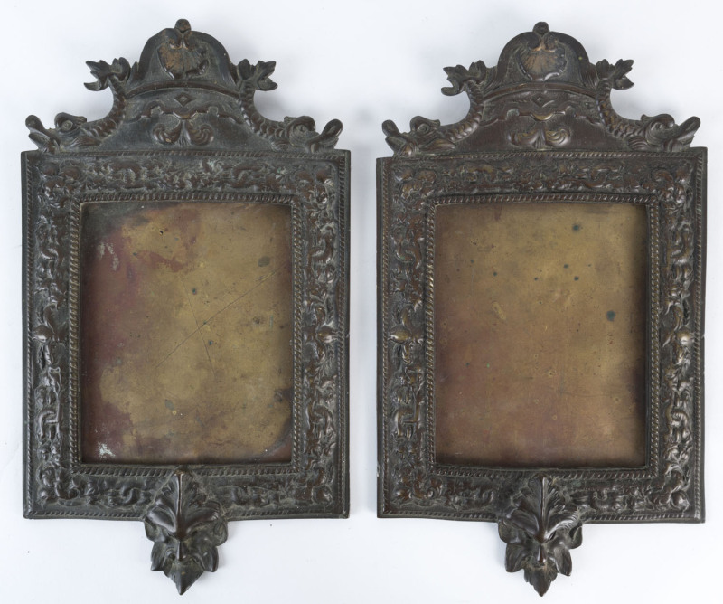 A pair of Italian bronze picture frames, 19th century, 31 x 18cm