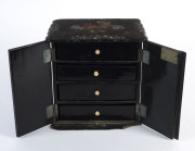 A traveling jewellery chest, hand-painted papier-mâché with mother of pearl and bone handles, early 19th century, 19cm high, 19cm wide, 15cm deep - 2