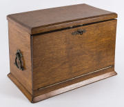 An English oak compendium with fold out writing slope, late 19th century, 28cm high, 38cm wide, 22cm deep - 2