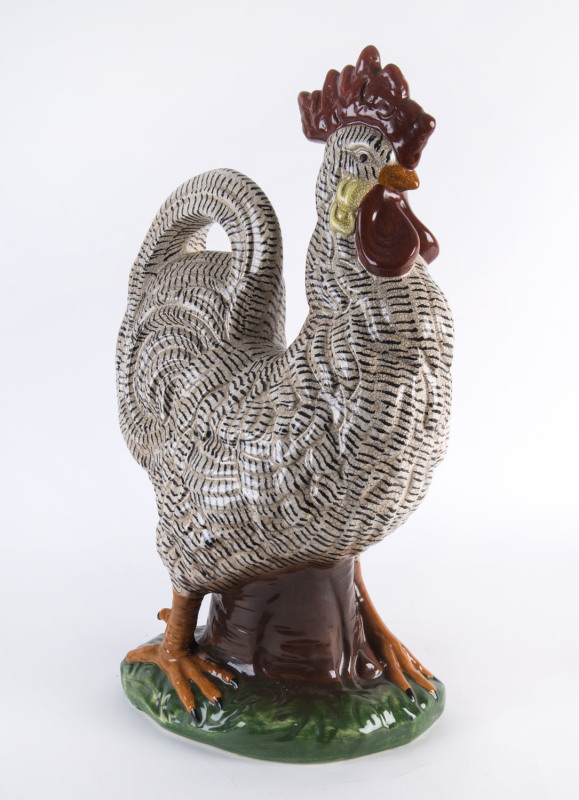 Italian porcelain cockerel statue, circa 1950, 59cm