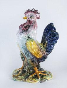 Italian glazed terracotta rooster, 20th century, 44cm high