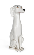 An Italian cream glazed porcelain whippet statue, circa 1950, 51cm high