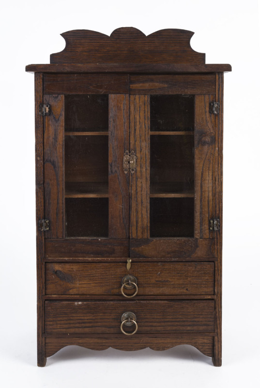 A miniature American oak linen press, late 19th century, 53cm high