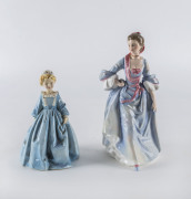 Royal Doulton "Mrs. Hugh Bonfoy" (HN 3319) porcelain figure; together with a Royal Worcester figure "Grandmothers Dress", 20th century, 23cm and 13cm high