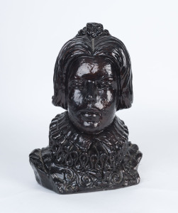 A glazed terracotta bust of Queen Elizabeth I, 20th century, 32cm tall. (and very heavy!)