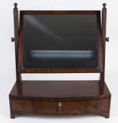 A Regency mahogany toilet mirror with three drawers in the base, 56.5 x51 x 21.5cm.