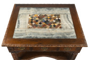 An English oak centre table with inlaid specimen stone top, 19th century, 76cm high, 93cm wide, 77cm deep - 2