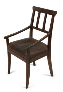 An 18th century provincial oak carver chair, north Italian, circa 1780, peg joint construction, 49cm across the arms