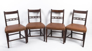 Set of four Georgian style mahogany dining chairs with brown leather upholstery, early 20th century,