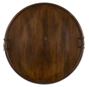 An early 19th Century English mahogany serving tray with brass handles and the remains of a maker's label