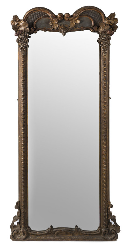 An impressive Italian carved timber gilt framed mirror, 19th century, 181 x 82cm