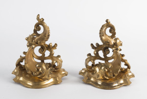 A pair of French gilded wall brackets, early to mid 20th century, 18cm high