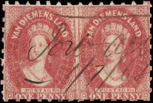 1863-68 (SG.50,51,54) 1d Brick red, 1d Carmine & 4d Pale blue Unofficial rouletted gauging 8; examples incl. 1d pair with part 'Port Arthur' mss endorsement. Fiscally used.High cat. value.