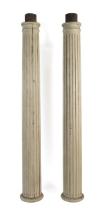 A pair of architectural fluted columns, carved and painted wood, 19th century, 234cm high